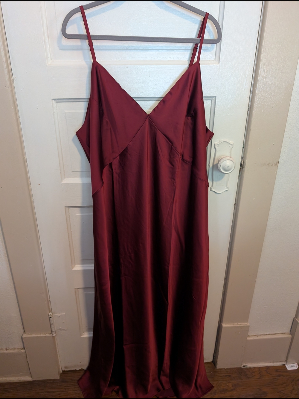 NWT Plus Size Burgundy Satin Maxi Slip Dress a new day